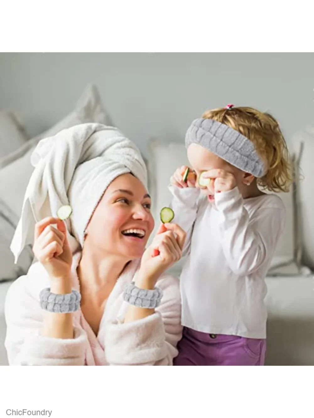Microfiber Spa Headband Set with Wristbands for Washing Face Makeup